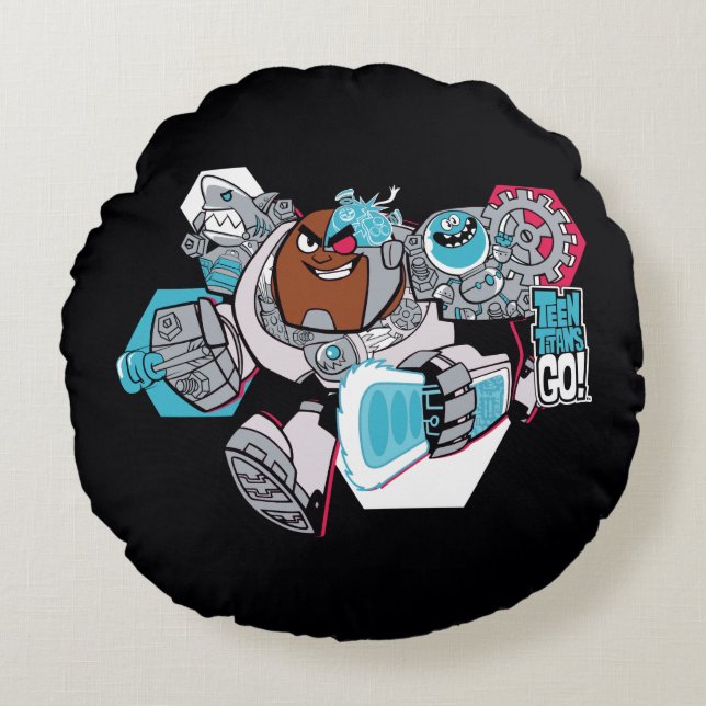 Teen Titans Go! | Cyborg's Arsenal Graphic Round Cushion (Front)