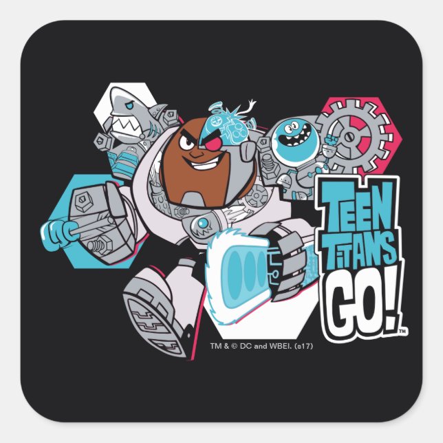 Teen Titans Go! | Cyborg's Arsenal Graphic Square Sticker (Front)