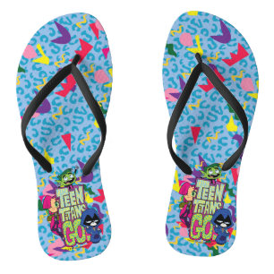 Teen Titans Go! "Girls Girls" Animal Print Logo Flip Flops