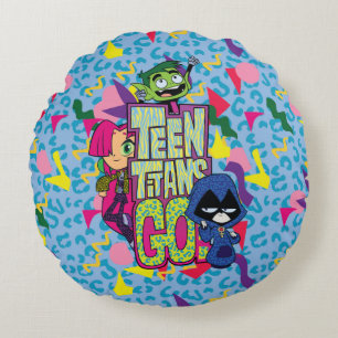 Teen Titans Go!   "Girls Girls" Animal Print Logo Round Cushion