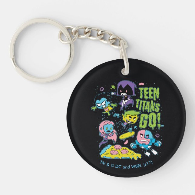 Teen Titans Go! | Gnarly 90's Pizza Graphic Key Ring (Front)