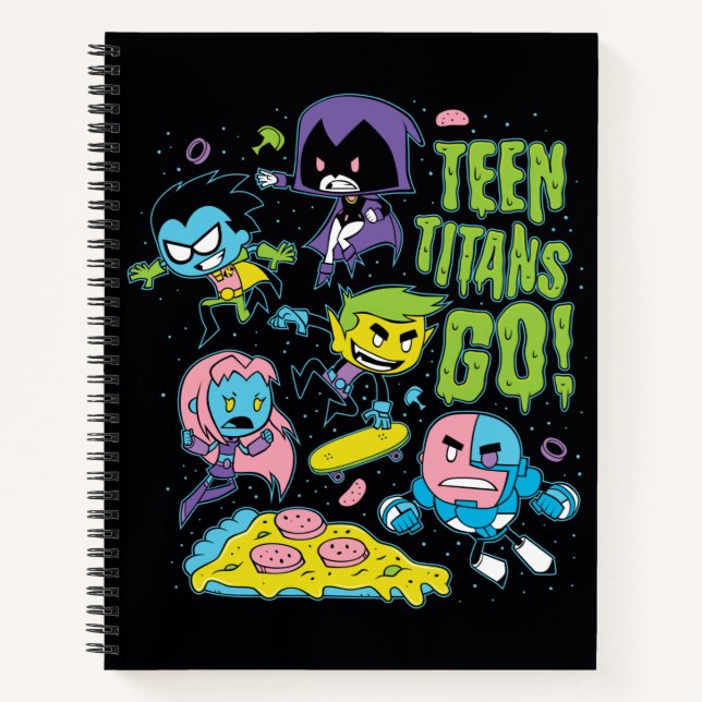 Teen Titans Go! | Gnarly 90's Pizza Graphic Notebook (Front)