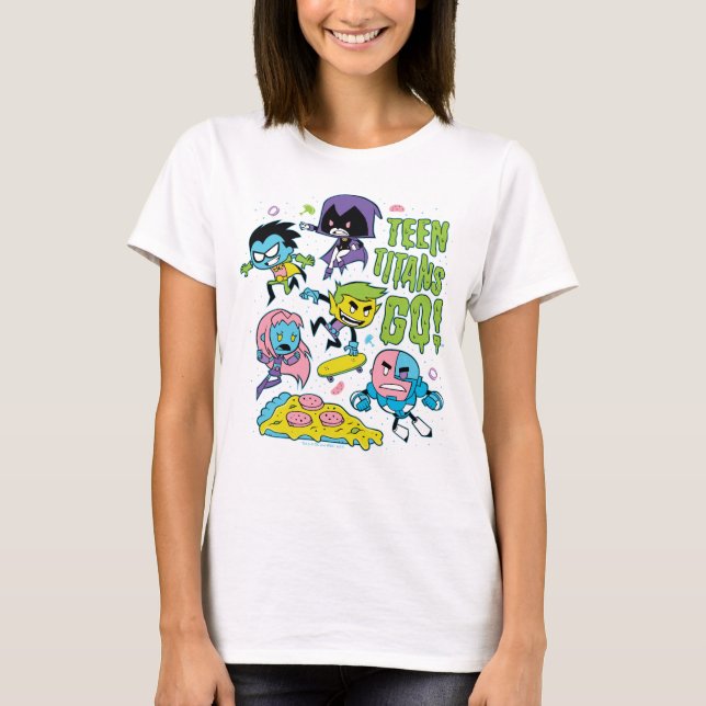 Teen Titans Go! | Gnarly 90's Pizza Graphic T-Shirt (Front)