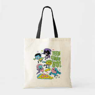 Teen Titans Go!   Gnarly 90's Pizza Graphic Tote Bag