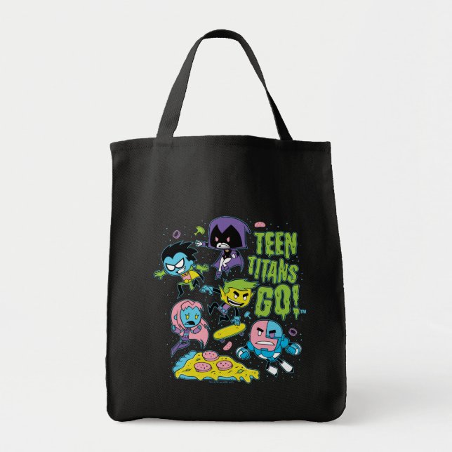 Teen Titans Go! | Gnarly 90's Pizza Graphic Tote Bag (Front)