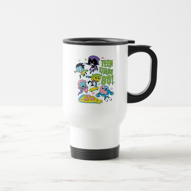 Teen Titans Go! | Gnarly 90's Pizza Graphic Travel Mug (Right)
