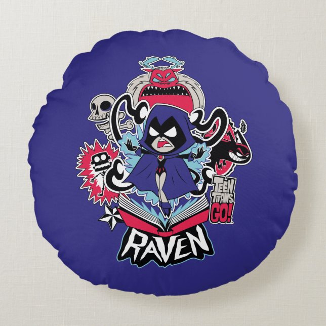 Teen Titans Go! | Raven Demonic Powers Graphic Round Cushion (Front)