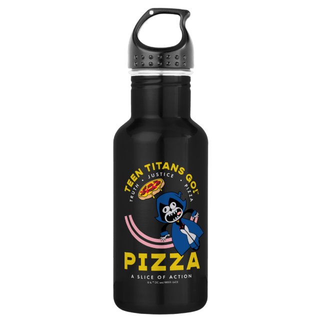 Teen Titans Go! Raven "Truth Justice Pizza" 532 Ml Water Bottle (Front)