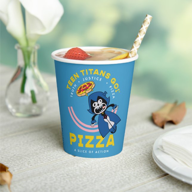 Teen Titans Go! Raven "Truth Justice Pizza" Paper Cups (Insitu)