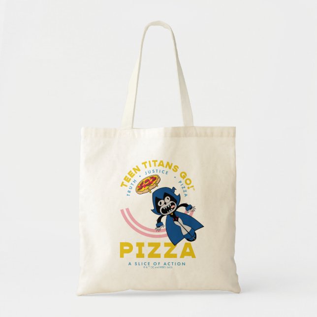 Teen Titans Go! Raven "Truth Justice Pizza" Tote Bag (Front)