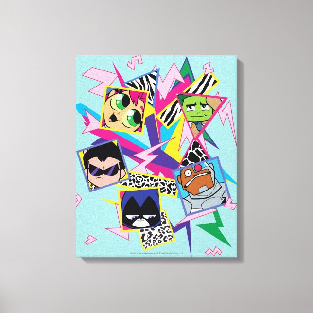 Teen Titans Go! | Retro 90's Group Collage Canvas Print (Front)