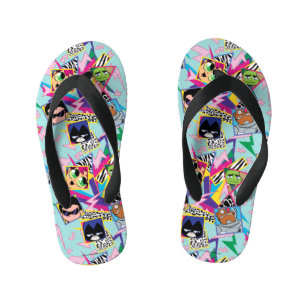 Teen Titans Go!   Retro 90's Group Collage Kid's Flip Flops