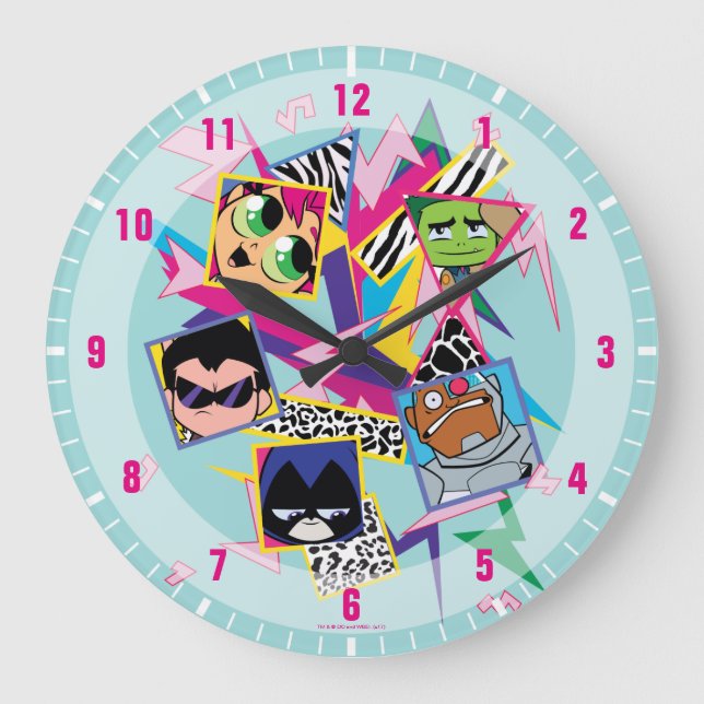 Teen Titans Go! | Retro 90's Group Collage Large Clock (Front)