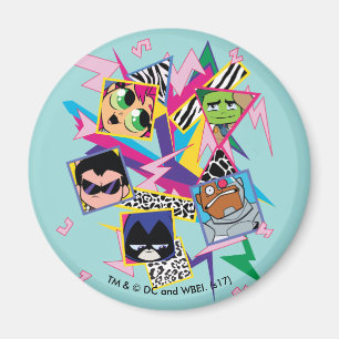 Teen Titans Go!   Retro 90's Group Collage Magnet