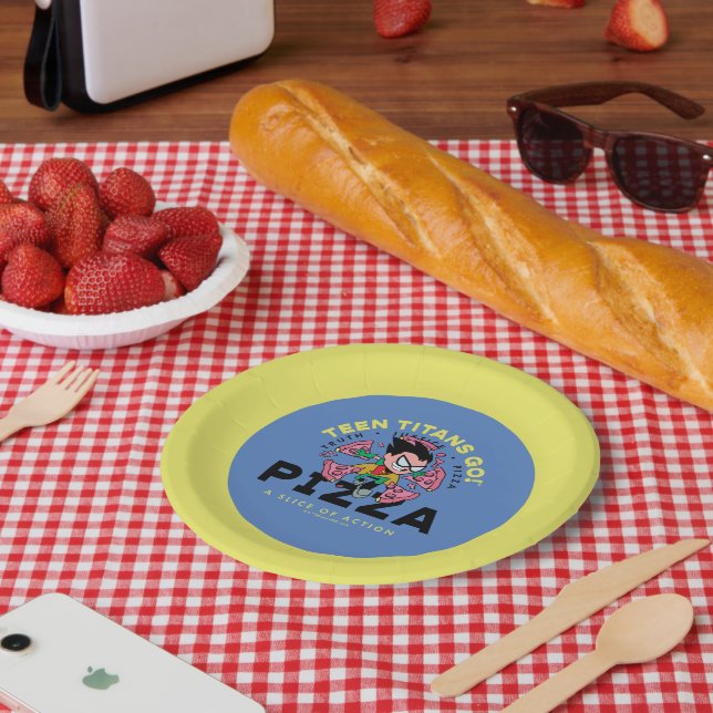 Teen Titans Go! Robin "Truth Justice Pizza" Paper Plate (Picnic)
