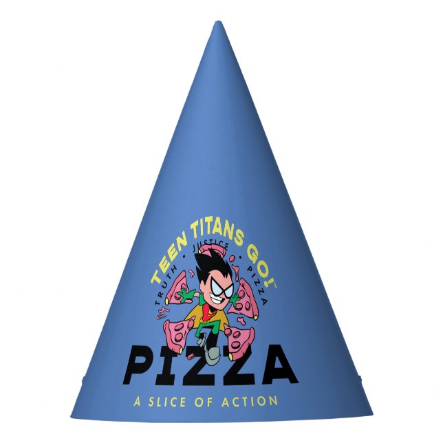 Teen Titans Go! Robin "Truth Justice Pizza" Party Hat (Front)