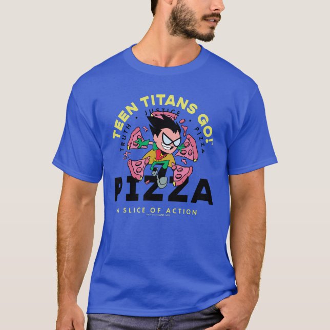 Teen Titans Go! Robin "Truth Justice Pizza" T-Shirt (Front)