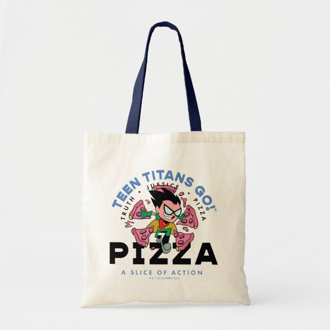 Teen Titans Go! Robin "Truth Justice Pizza" Tote Bag (Front)
