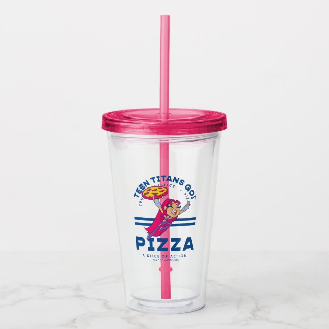 Teen Titans Go! Starfire "Truth Justice Pizza" Acrylic Tumbler (Front)