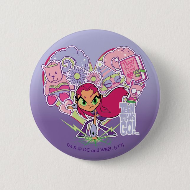 Teen Titans Go! | Starfire's Heart Punch Graphic 6 Cm Round Badge (Front)