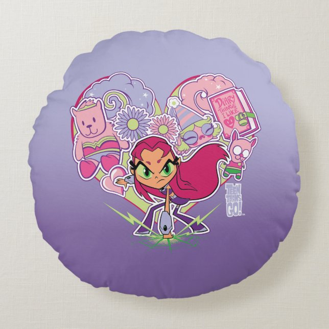 Teen Titans Go! | Starfire's Heart Punch Graphic Round Cushion (Front)