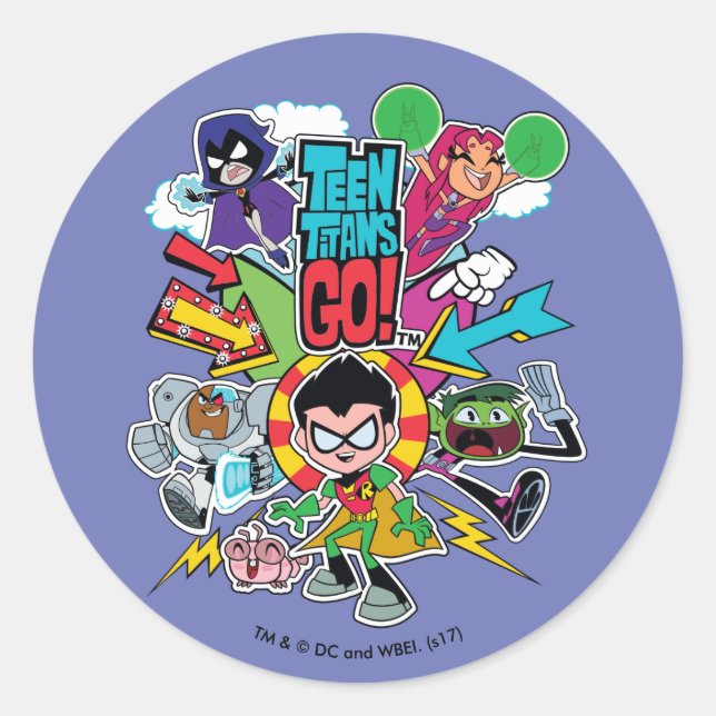 Teen Titans Go! | Team Arrow Graphic Classic Round Sticker (Front)