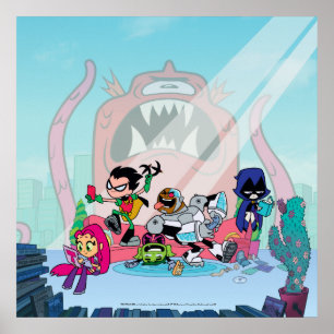 Teen Titans Go!   Tentacled Monster Approaches Poster