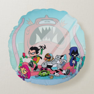Teen Titans Go!   Tentacled Monster Approaches Round Cushion