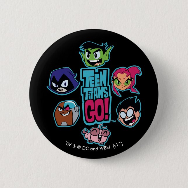 Teen Titans Go! | Titans Head Pattern 6 Cm Round Badge (Front)