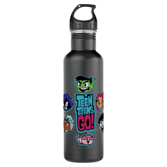 Teen Titans Go! | Titans Head Pattern 710 Ml Water Bottle (Front)