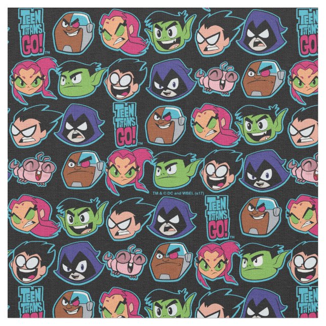 Teen Titans Go! | Titans Head Pattern Fabric (Close Up)