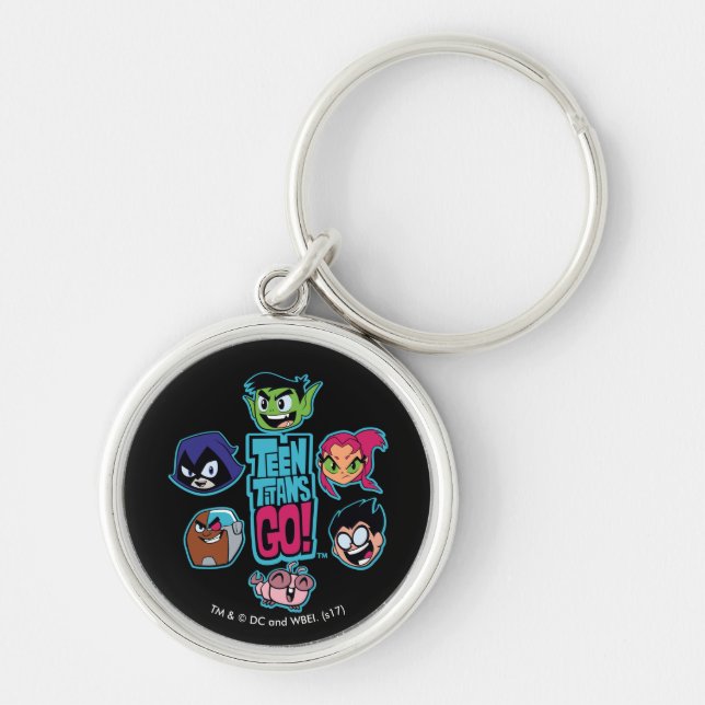Teen Titans Go! | Titans Head Pattern Key Ring (Front)