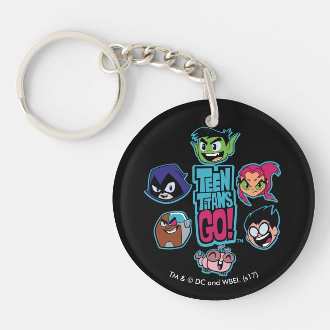 Teen Titans Go! | Titans Head Pattern Key Ring (Front)
