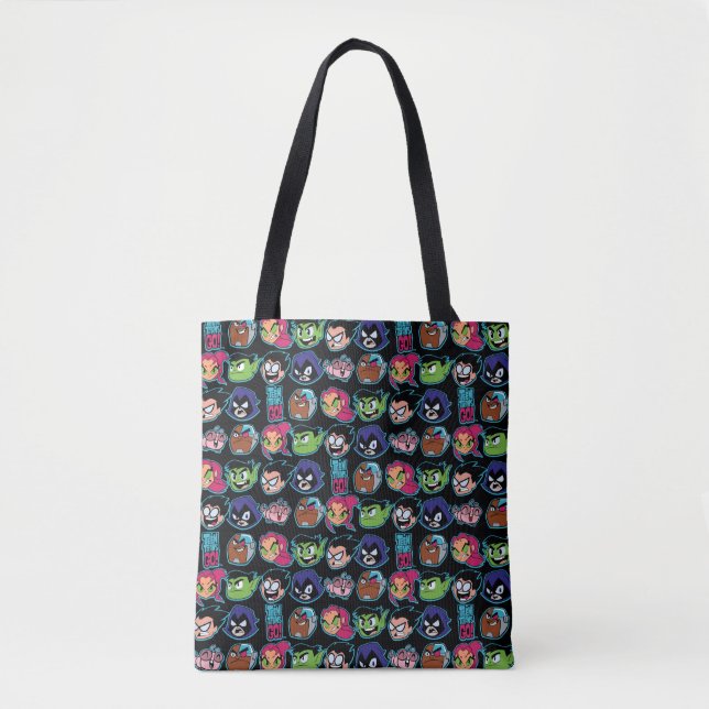 Teen Titans Go! | Titans Head Pattern Tote Bag (Front)