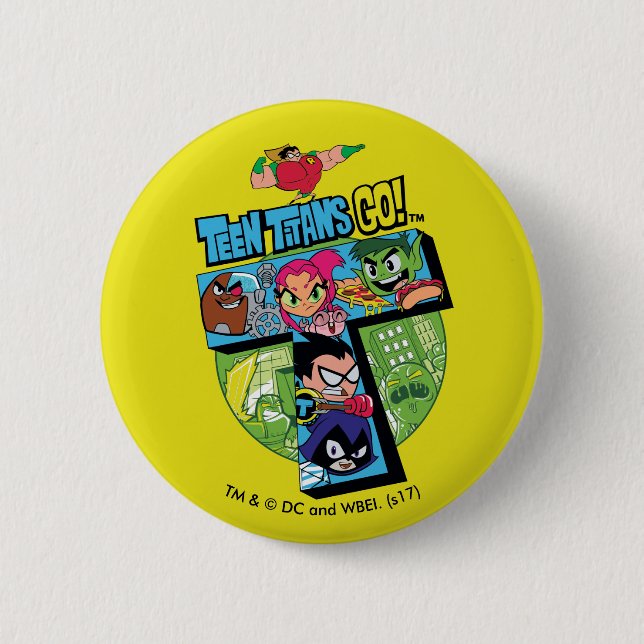 Teen Titans Go! | Titans Tower Collage 6 Cm Round Badge (Front)