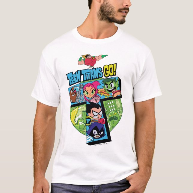 Teen Titans Go! | Titans Tower Collage T-Shirt (Front)