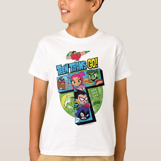 Teen Titans Go! | Titans Tower Collage T-Shirt (Front)