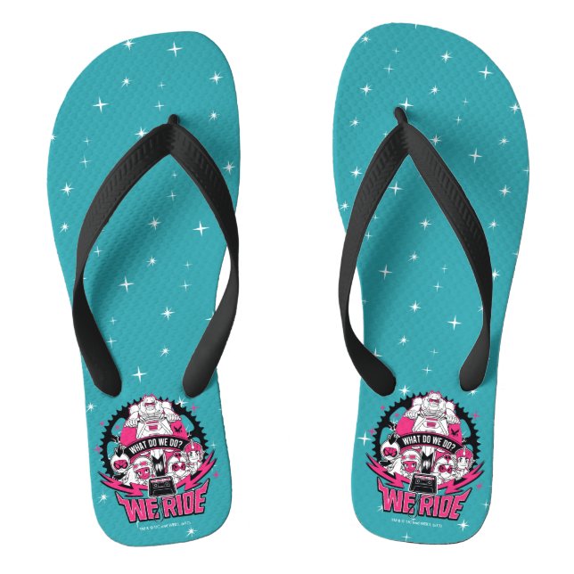 Teen Titans Go! | "We Ride" Retro Moto Graphic Flip Flops (Footbed)
