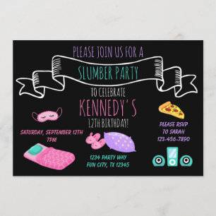 Teen Tween Girls Slumber Party Sleepover Birthday Invitation