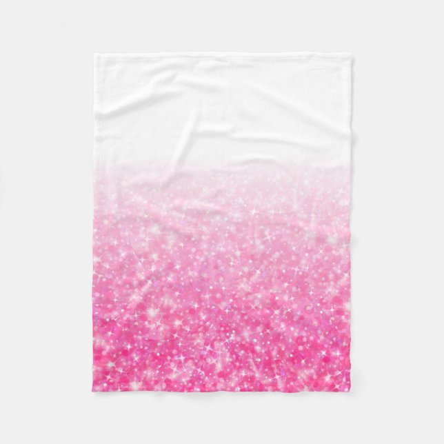 Teen Tween Girls Sparkly Pink Glitter Ombre Fleece Blanket (Front)