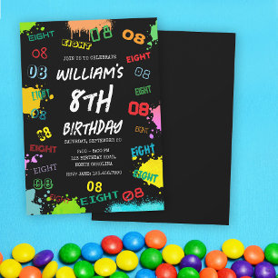 Teen Tween Young Boy Boy Age Number Birthday Party Invitation
