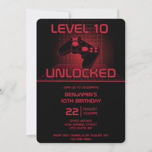 Teen Video Game Player Gamer Boy Birthday Party Invitation