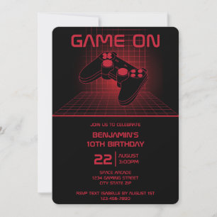 Teen Video Game Player Gamer Boy Birthday Party Invitation