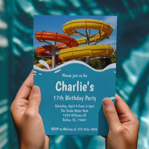 Teen Water Park Summer Birthday Party Invitation