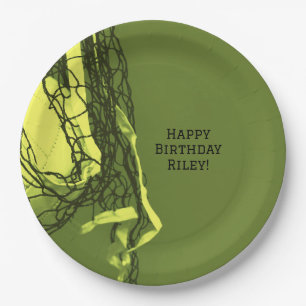 Teen Yellow Birthday Party Net & Volleyball  Paper Plate