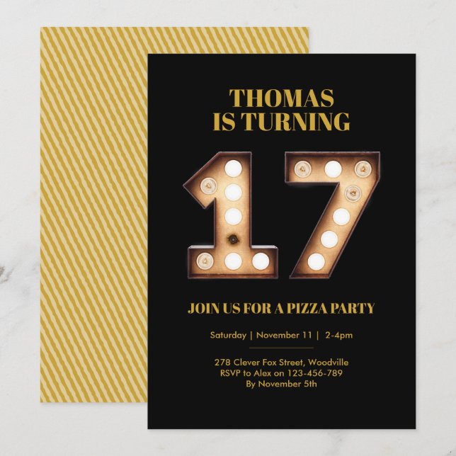 Teenage 17th birthday invitation (Front/Back)