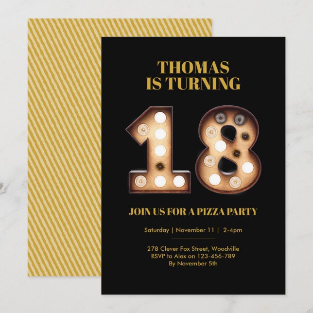 Teenage 18th birthday invitation (Front/Back)