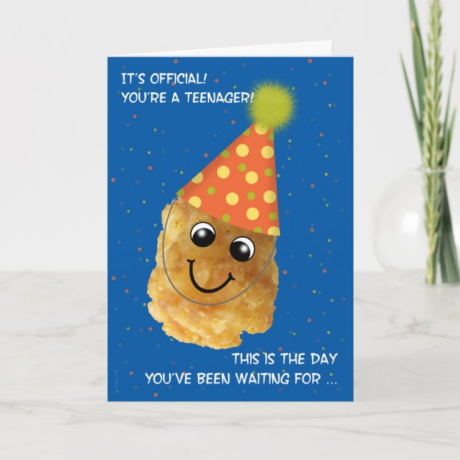 Teenage Boy on Birthday 13 Funny Tater Tot Card (Front)