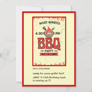 teenage Bruh bbq grillin fun birthday Invitation