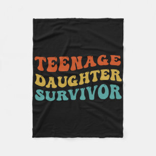 Teenage Daughter Survivor Fathers Day Retro Groovy Fleece Blanket